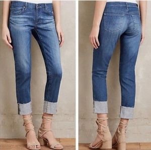 🍀AG Adriano Goldschmied The Stevie Cuff Slim Straight Cuffed Jeans
